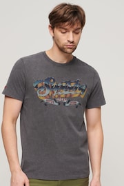 Superdry Grey 100% Cotton Rock Graphic Band T-Shirt - Image 1 of 3