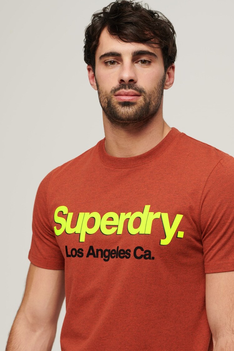 Superdry Orange 100% Cotton Core Logo Classic Washed T-Shirt - Image 3 of 3