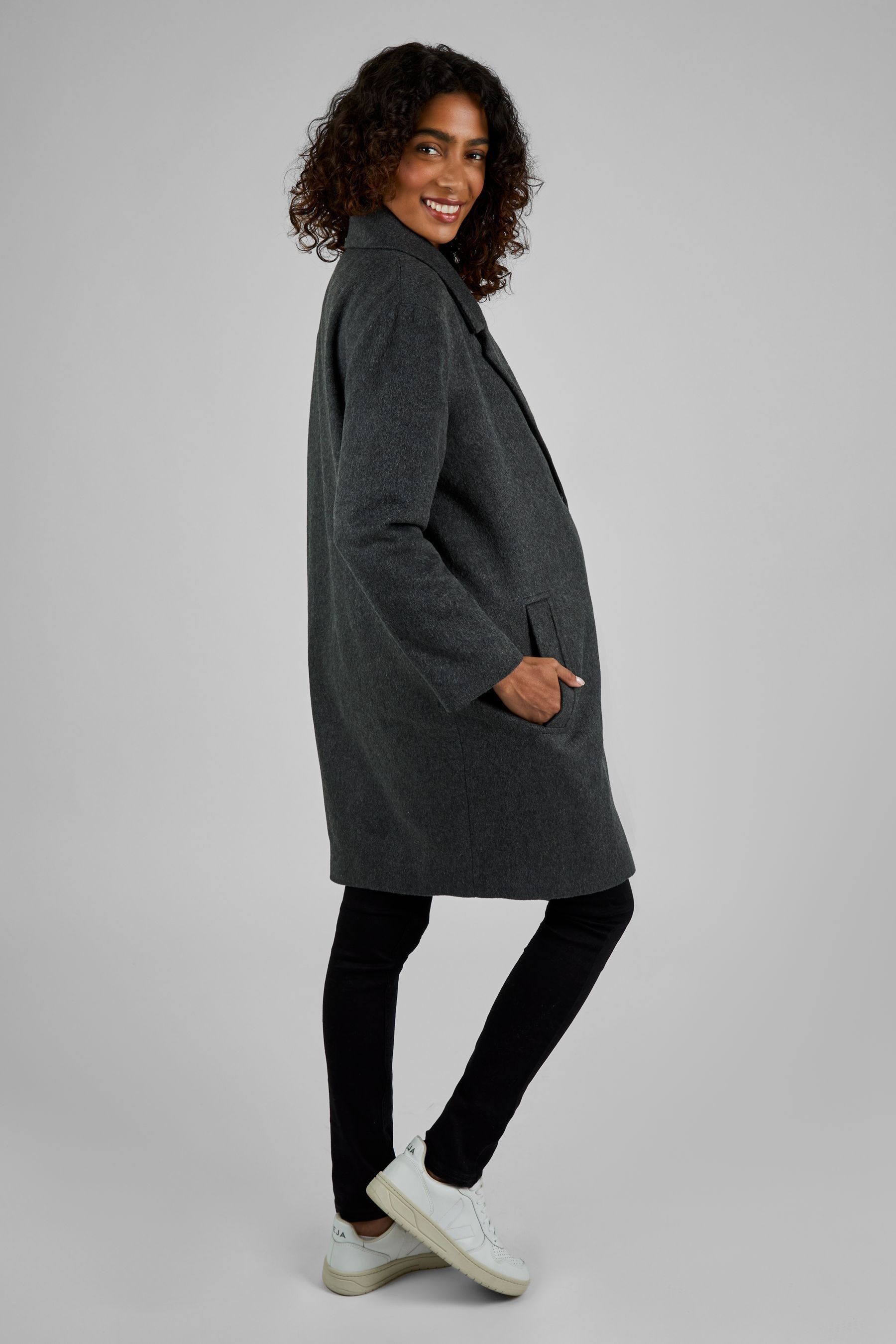 JoJo Maman Bebe Grey Maternity Tailored Coat 18 DARK GREY Womens