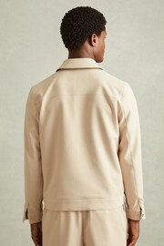 Reiss Ecru/Brown Stripe Roy Relaxed Contrast Pipe Detail Jacket - Image 4 of 6