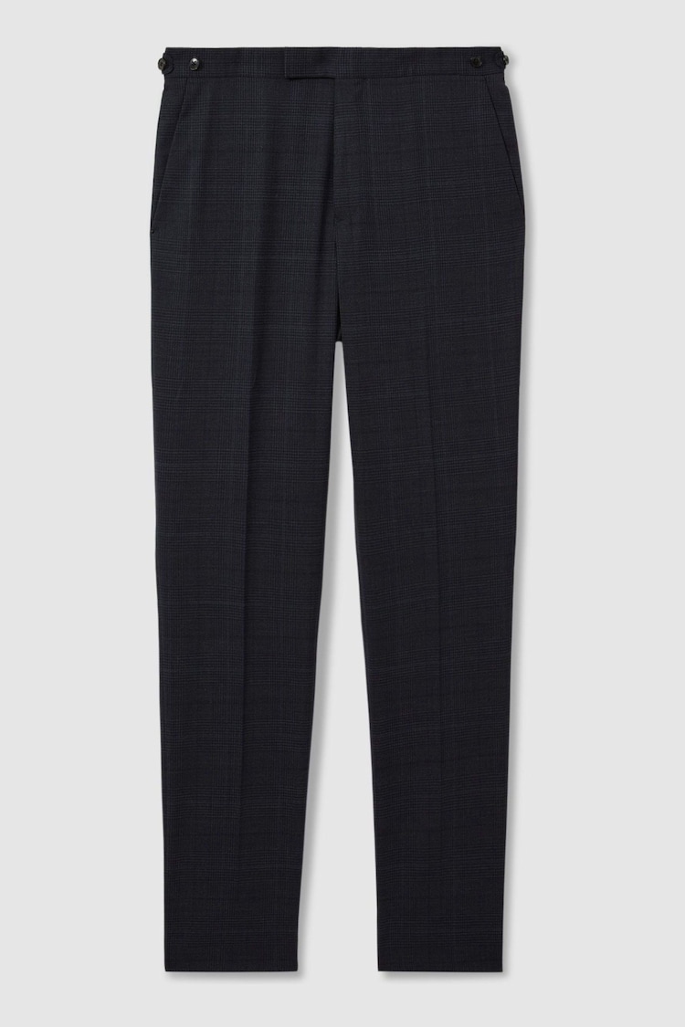 Reiss Navy Grace Wool Blend Prince of Wales Check Trousers - Image 2 of 5