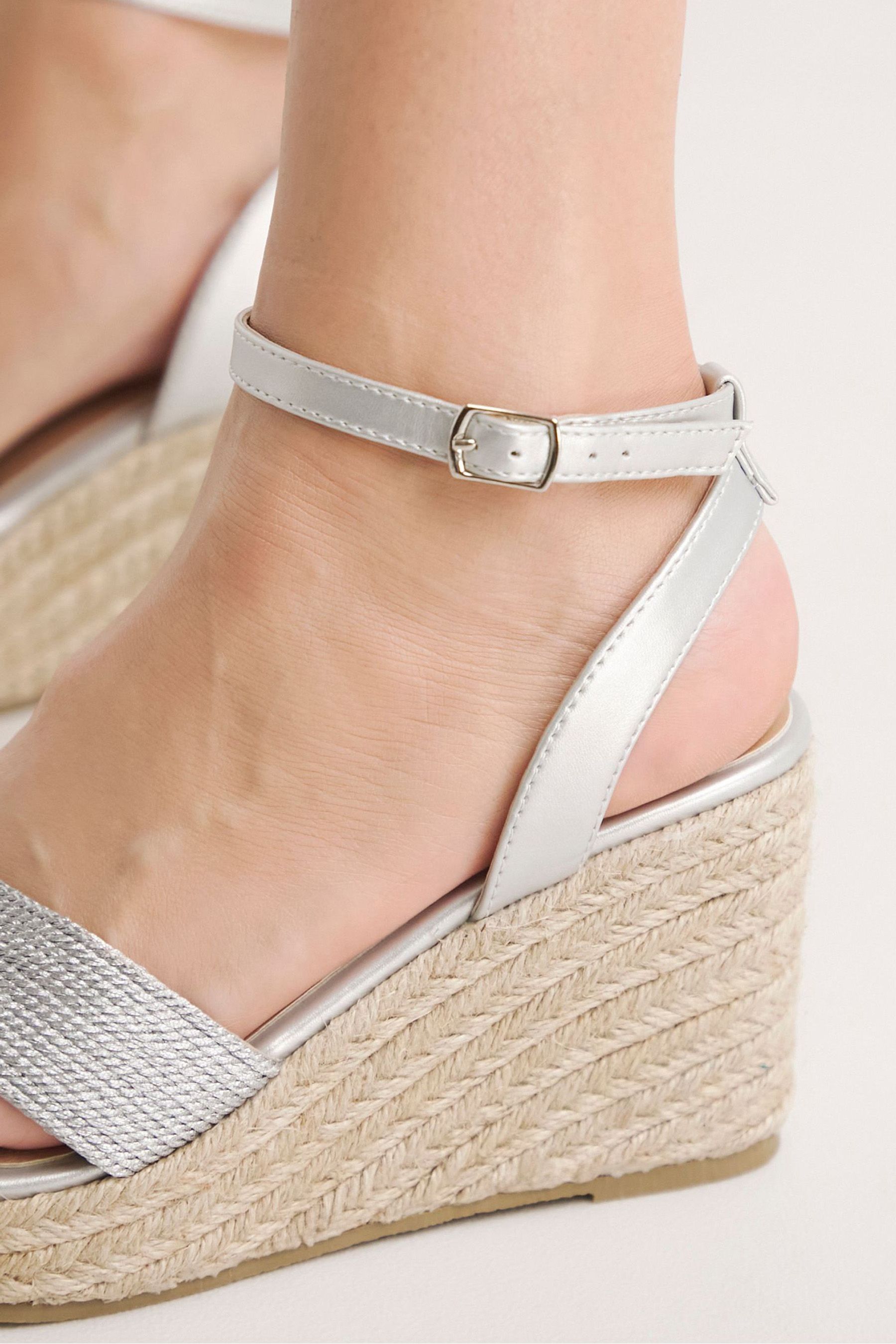 Buy JD Williams Silver Wide Fit Cross Over Vamp Espadrilles from Next Malta