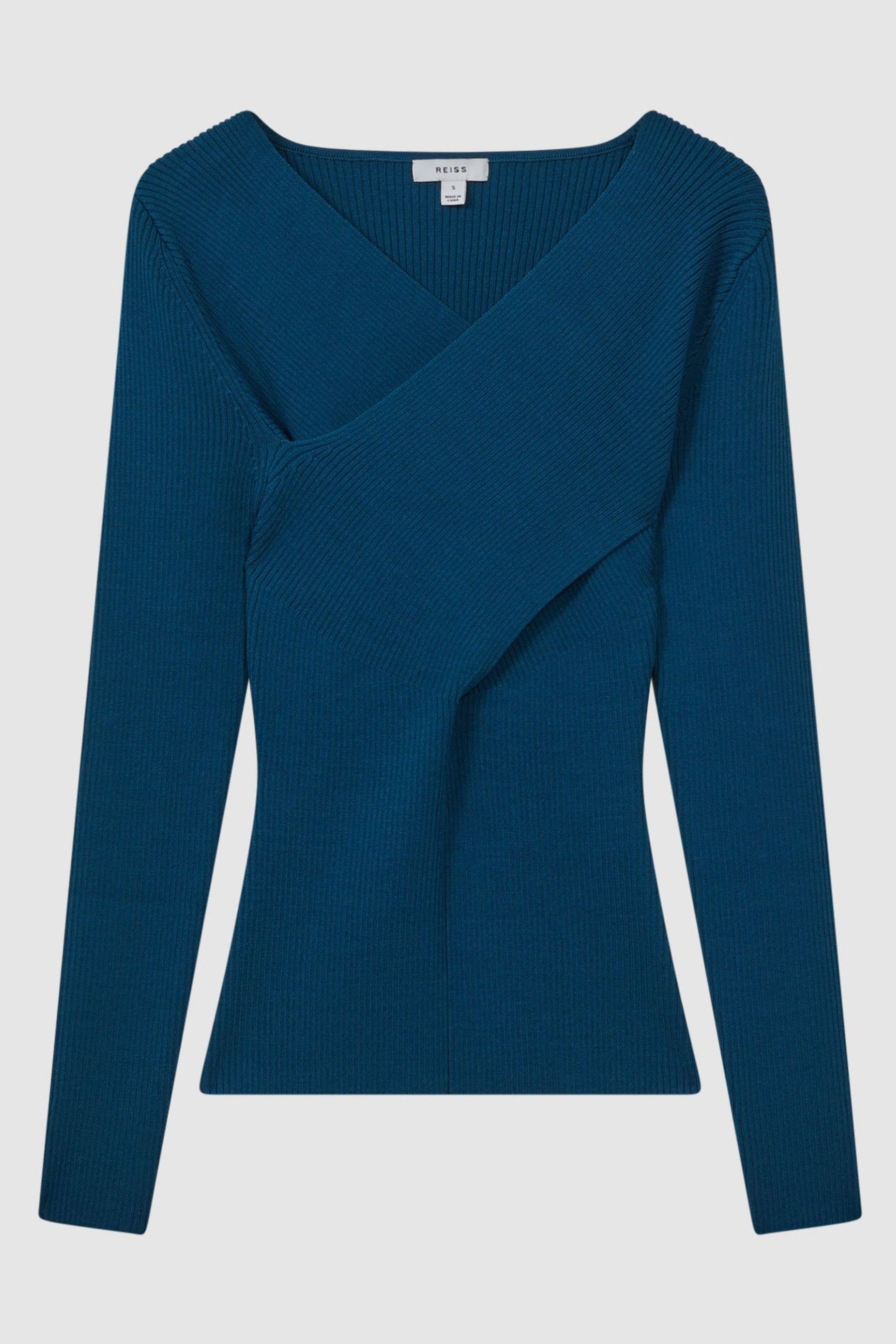 Buy Reiss Teal Heidi Knitted Wrap Long Sleeve Top from Next Ireland
