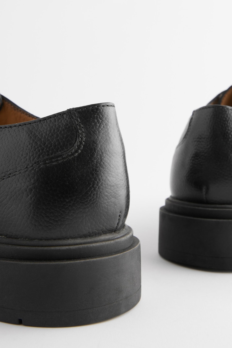 Black Tumbled Leather Apron Shoes - Image 7 of 7