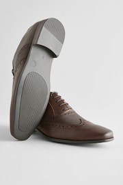 Brown Embossed Oxford Wingcap Brogue Shoes - Image 3 of 7