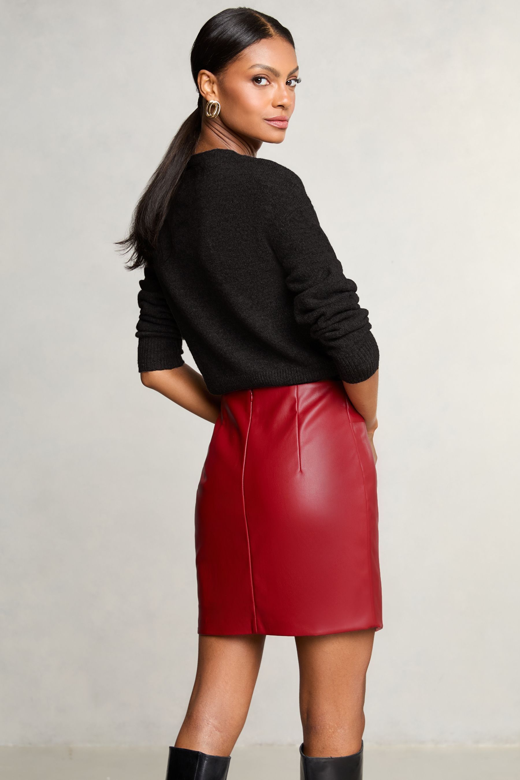 Lipsy faux leather pencil skirt red new arrivals