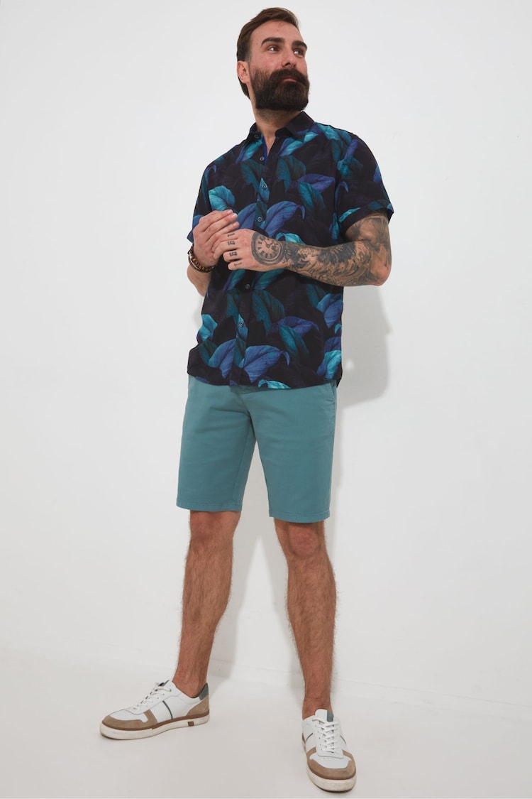 Joe Browns Blue Ombre Leaf Print Short Sleeve Shirt - Image 2 of 5