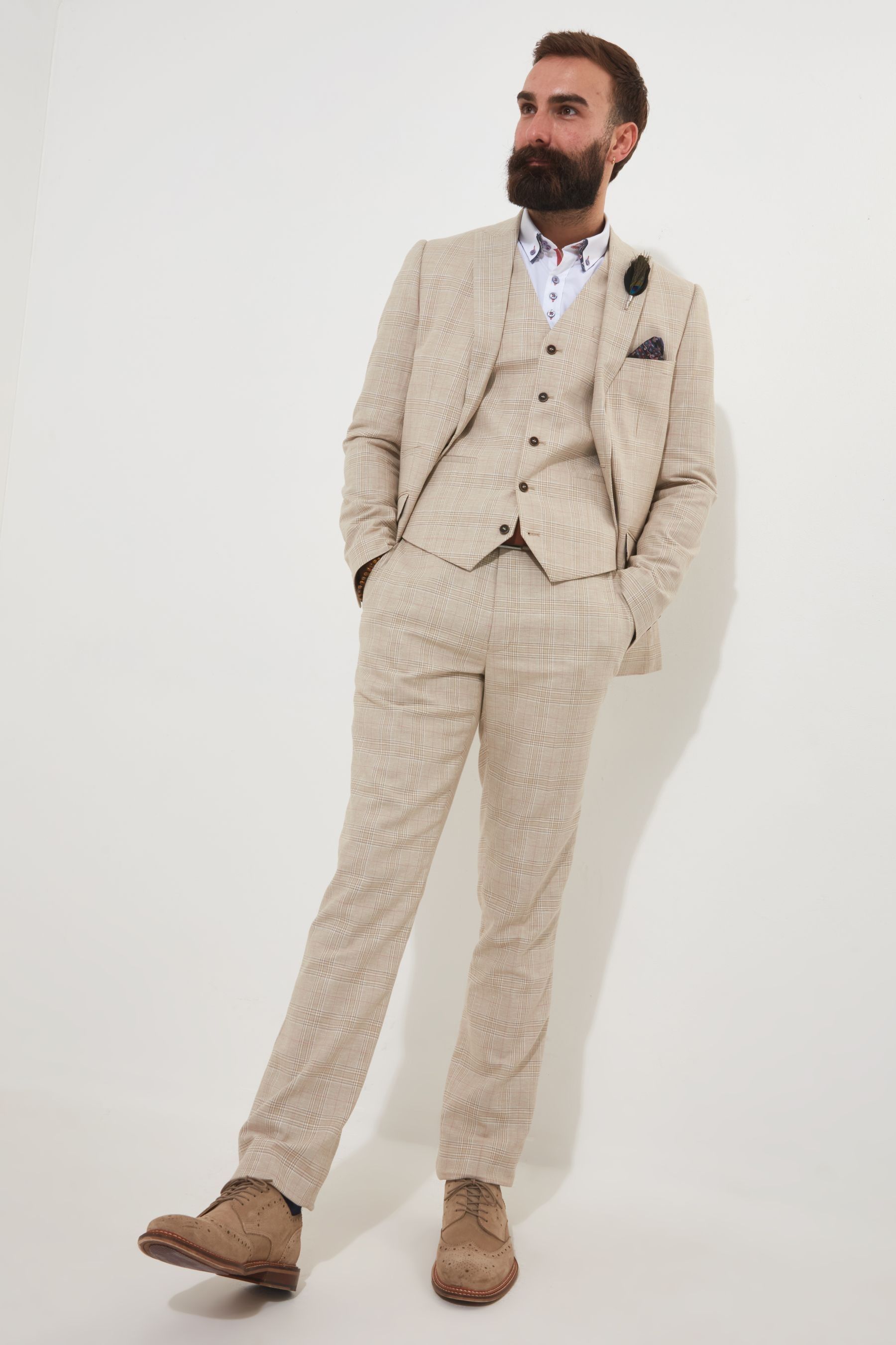 Buy Joe Browns Cream Check Cotton Linen Mix Regular Fit Suit Jacket Blazer with Contrast Satin Lining from Next Canada
