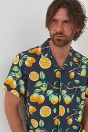 Joe Browns Black Lemon Printed Short Sleeve Open Flat Collar Shirt - Image 2 of 5