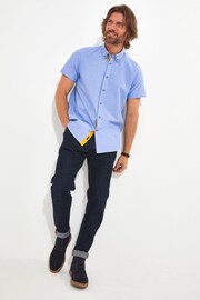 Joe Browns Blue Double Collar Short Sleeve Oxford Shirt - Image 4 of 7