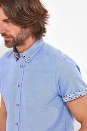 Joe Browns Blue Double Collar Short Sleeve Oxford Shirt - Image 5 of 7