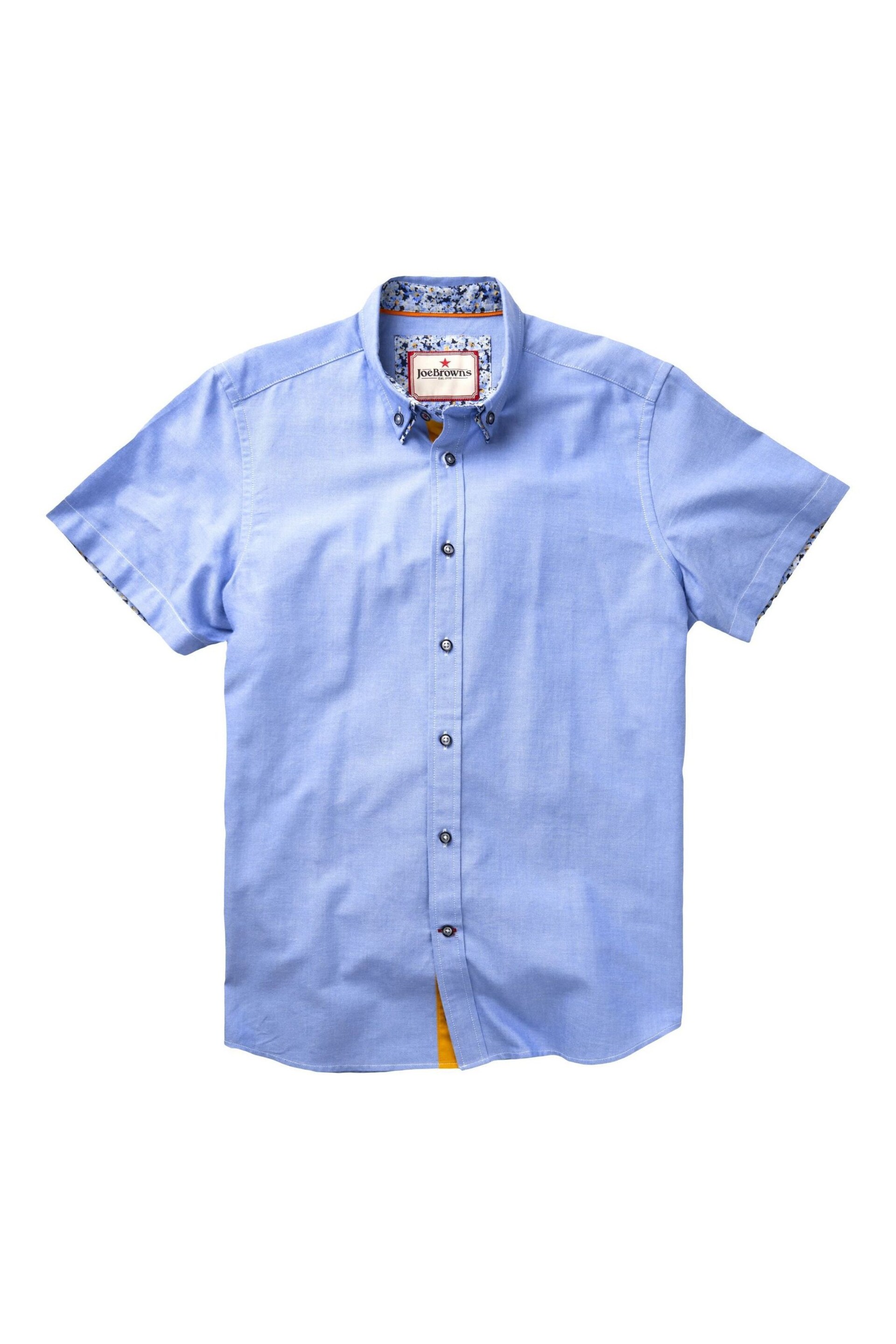 Joe Browns Blue Double Collar Short Sleeve Oxford Shirt - Image 7 of 7
