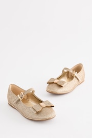 Baker by Ted Baker Girls Gold Glitter Bow Mary Jane Shoes - Image 1 of 6