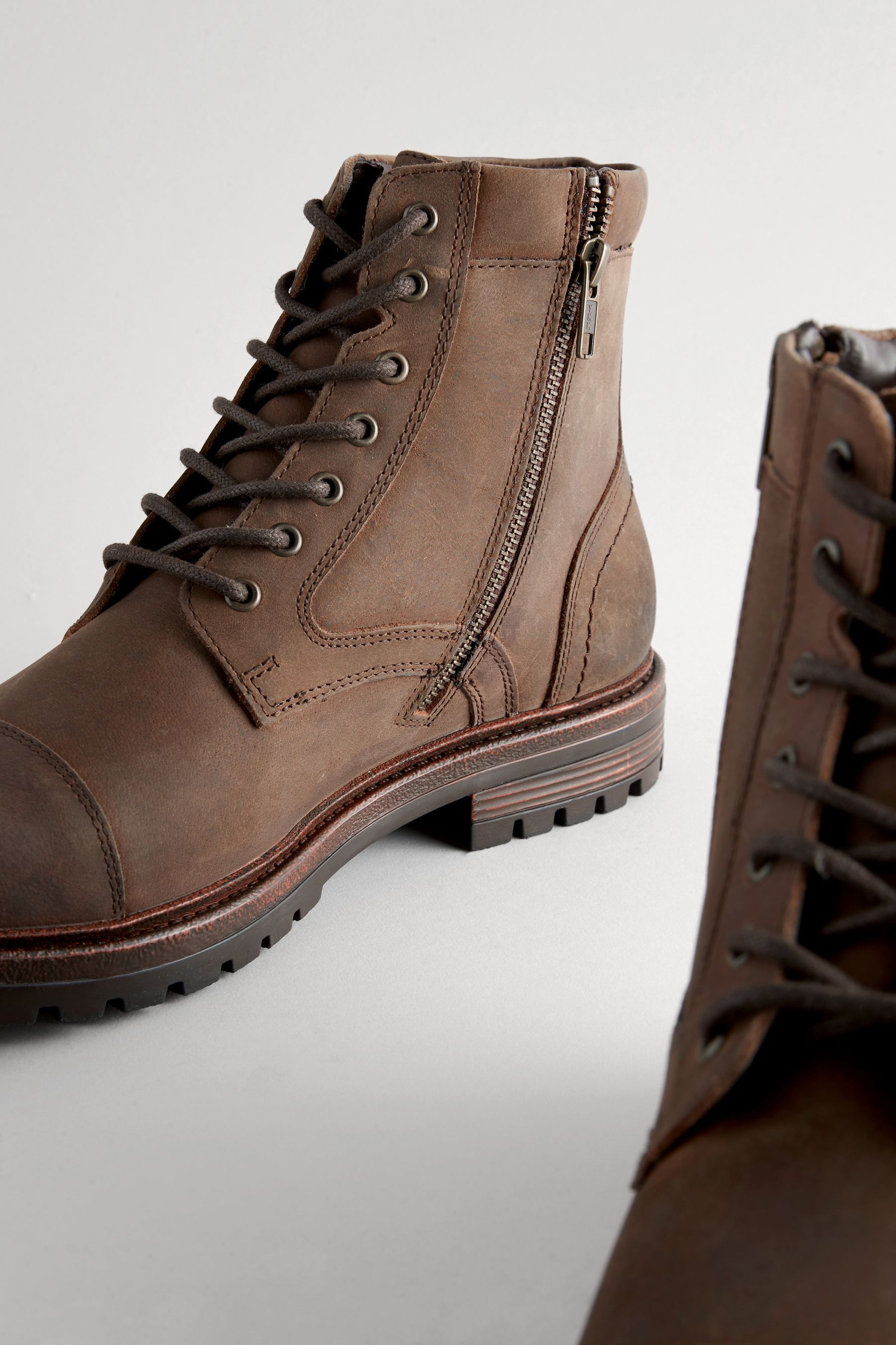 Buy Brown Leather Toe Cap Boots from the Next UK online shop