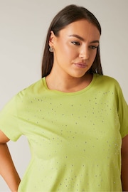 EVANS Curve White Stud Embellished Pure Cotton T-Shirt - Image 4 of 4