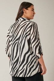EVANS Curve Black & White Zebra Markings Tab Sleeve Blouse - Image 3 of 5