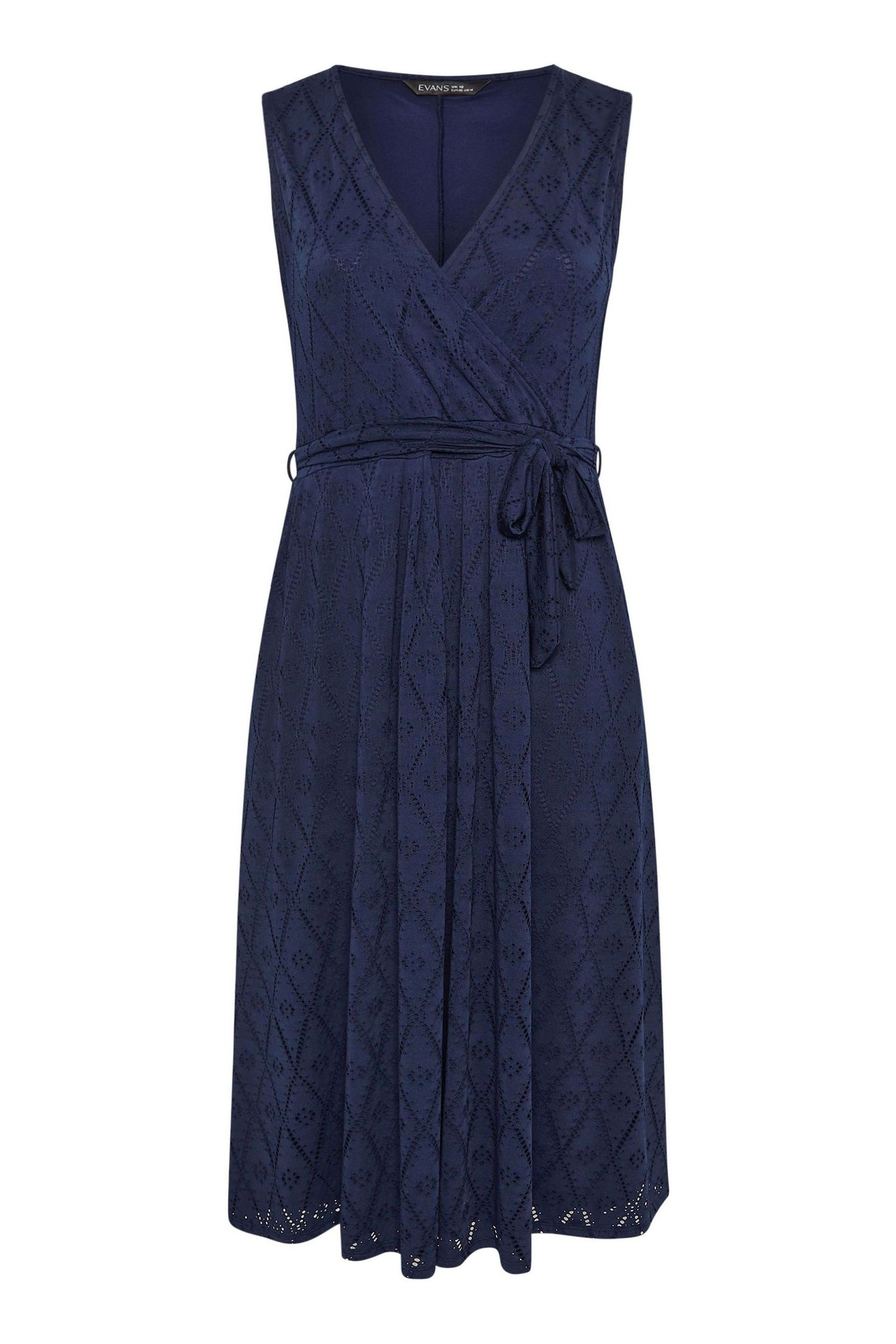 Buy Evans Sleeveless Broidery Wrap White Dress from Next Luxembourg