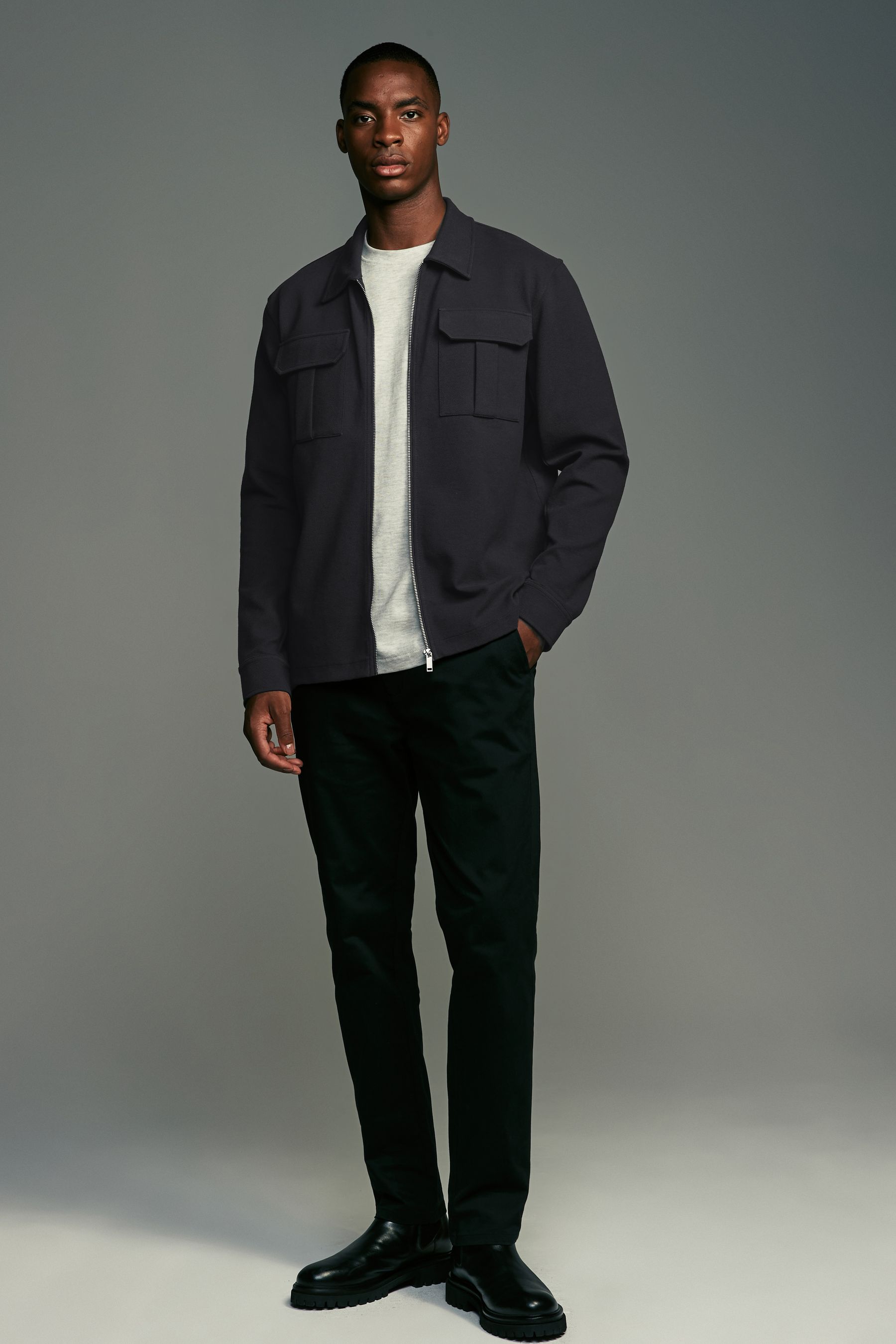 Buy Charcoal Grey Zip Up Shacket from Next Luxembourg