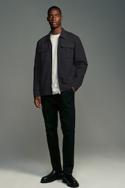 Charcoal Grey Premium Texture Zip Shacket - Image 2 of 7