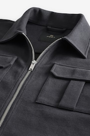 Charcoal Grey Premium Texture Zip Shacket - Image 7 of 7