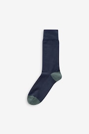 Navy Blue Stripe Geo 7 Pack Mens Cotton Rich Socks - Image 2 of 9