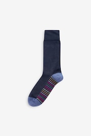 Navy Blue Stripe Geo 7 Pack Mens Cotton Rich Socks - Image 8 of 9