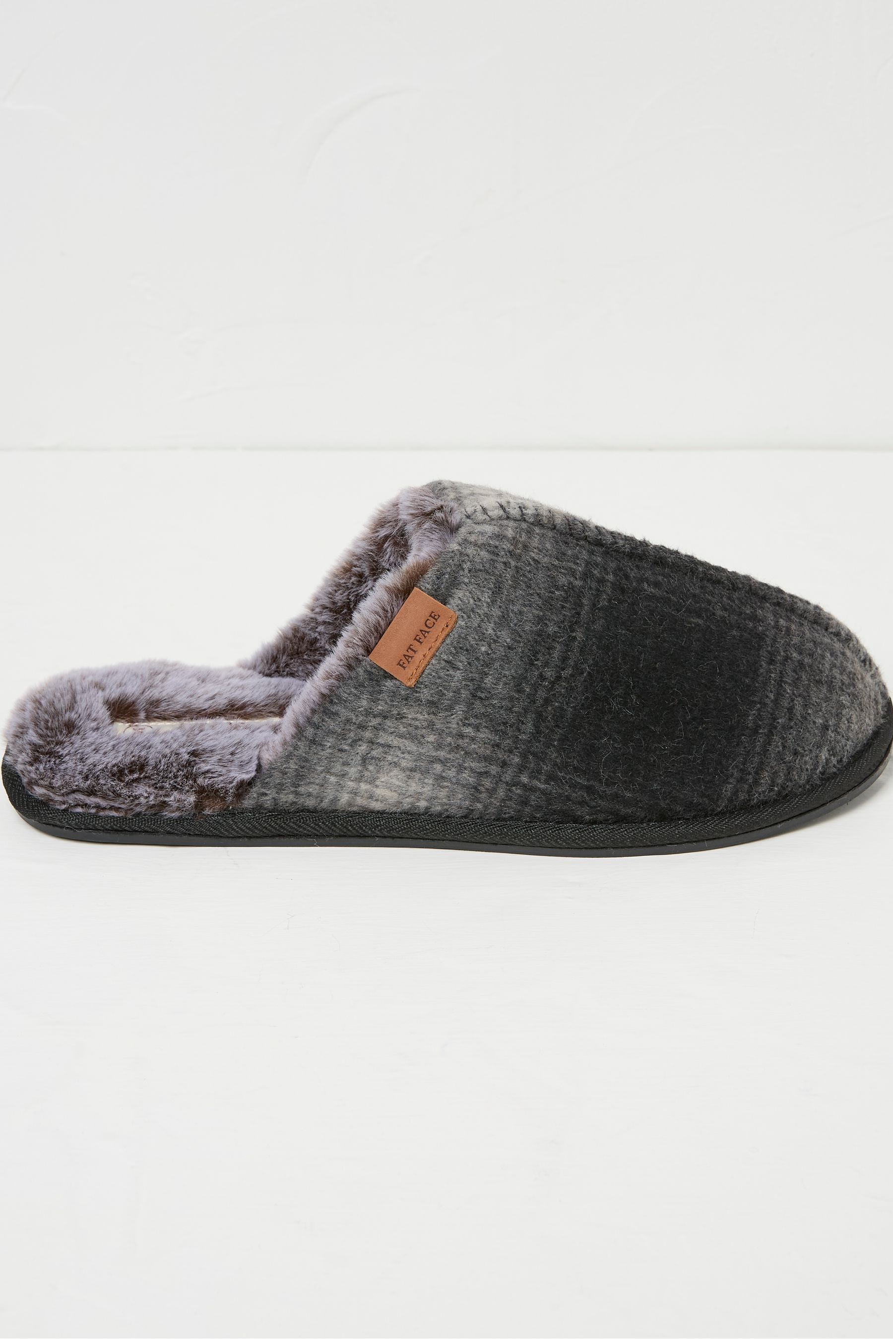Buy FatFace Harvey Black Check Mule Slippers from Next Oman