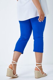 Roman Dark Blue Chrome Curve Cropped Stretch Capri Trousers - Image 2 of 5