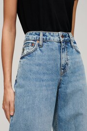 Superdry Blue Raw Hem Wide Leg Flare Jeans - Image 4 of 7