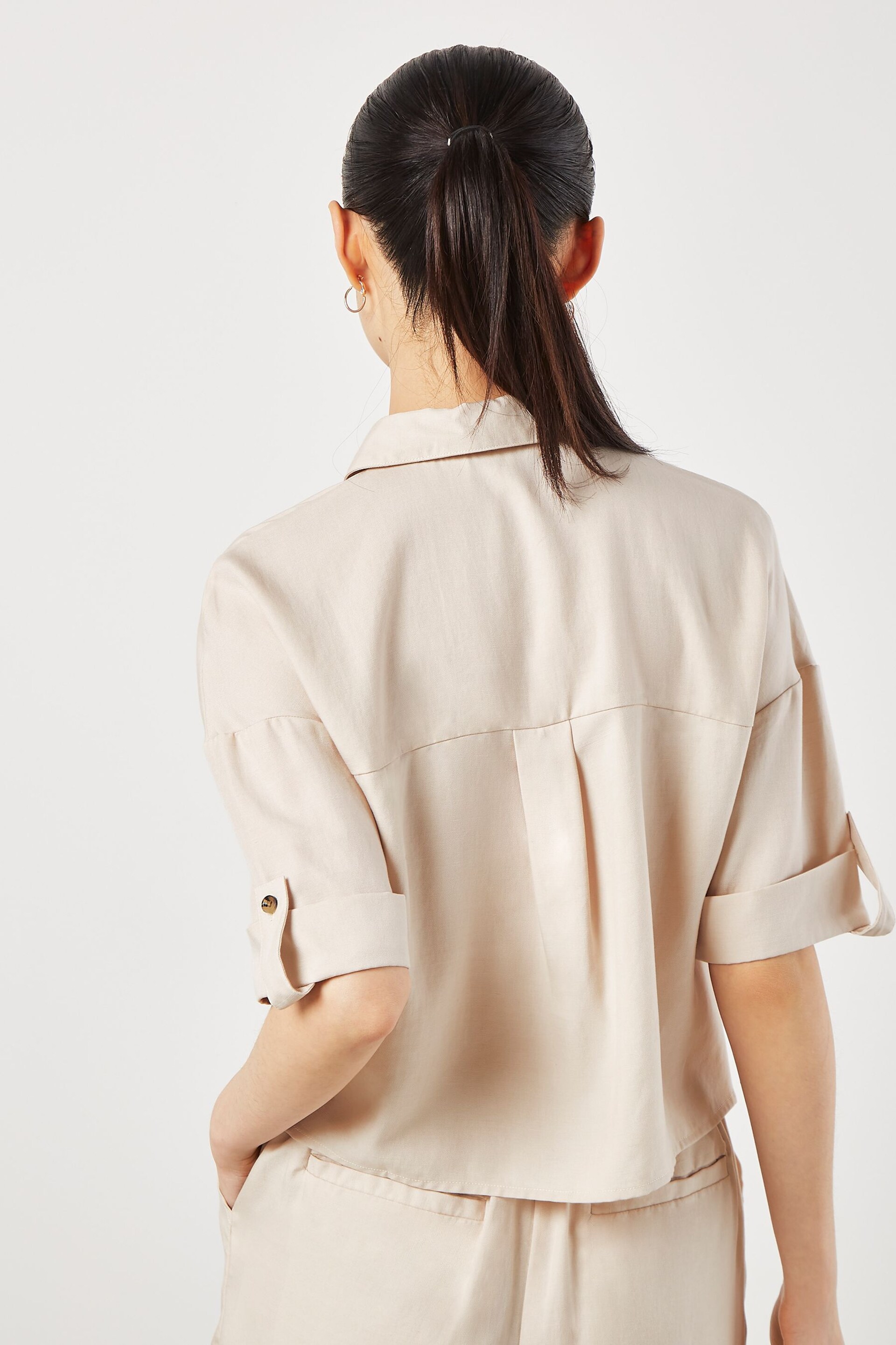 Apricot Natural Woven Cropped Shirt - Image 2 of 5