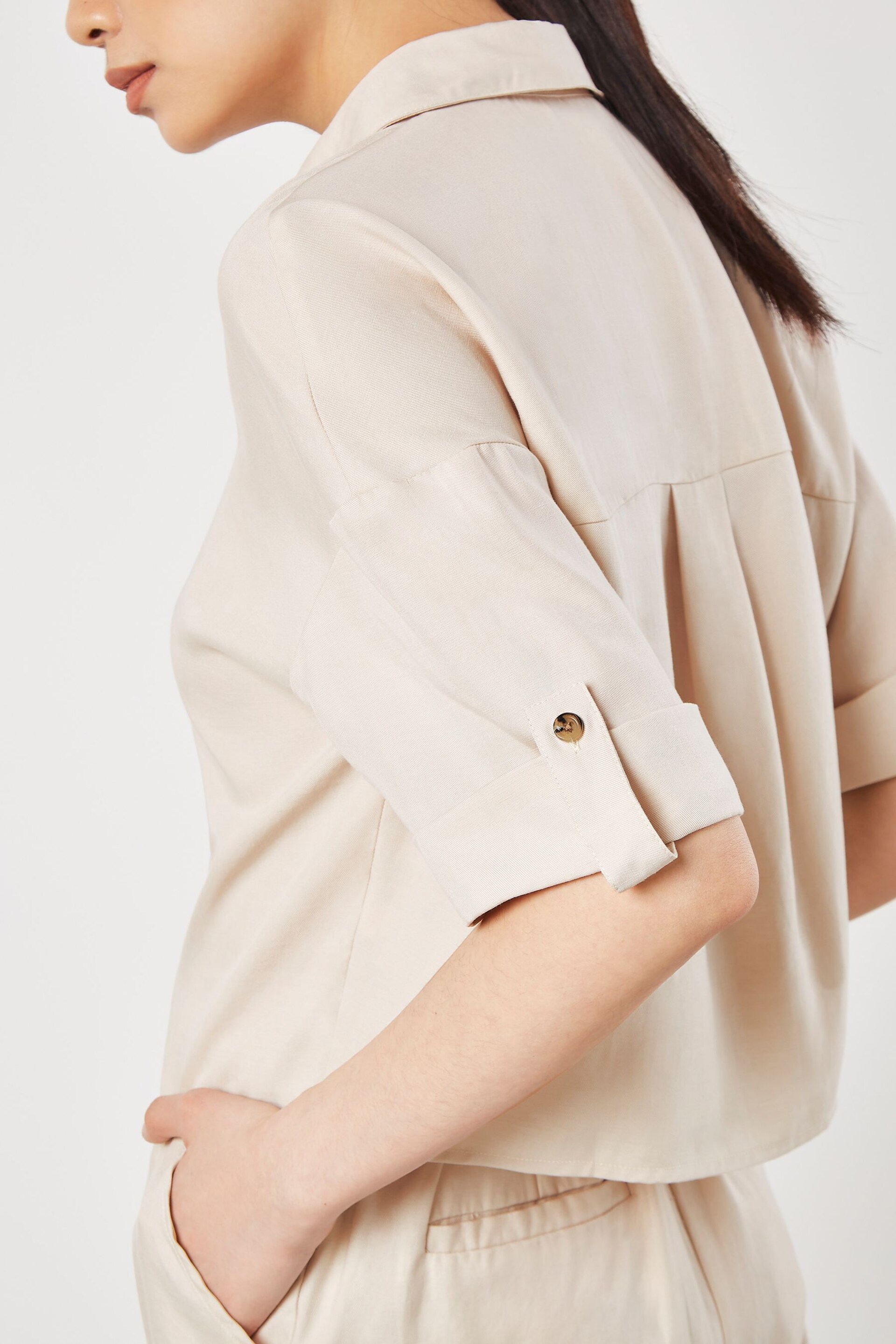 Apricot Natural Woven Cropped Shirt - Image 3 of 5