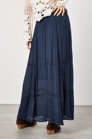 Apricot Blue Slub Shimmer Belt Maxi Skirt - Image 4 of 4
