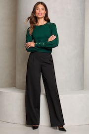 Lipsy Green Lace Insert Scallop Knit Jumper - Image 3 of 4