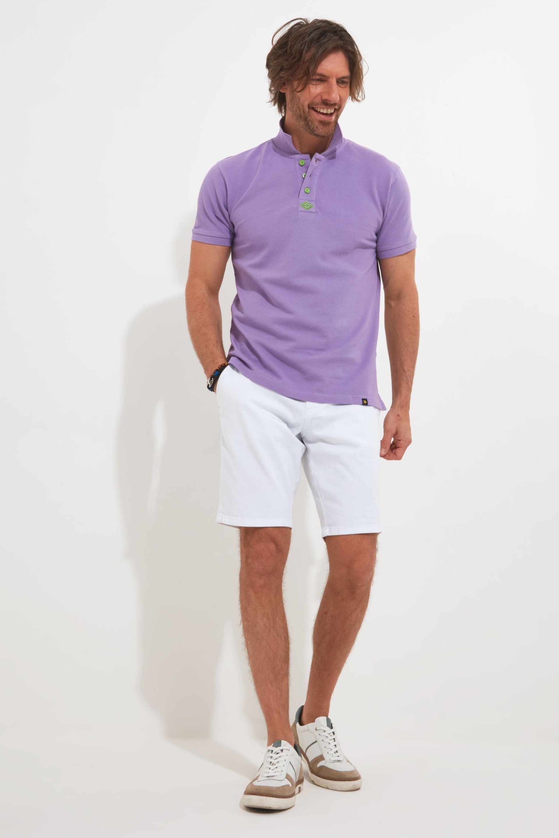 Joe Browns Purple Classic Short Sleeve Cotton Polo Shirt - Image 3 of 5