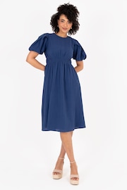 Cross Over Elasticated Detail Waist Textured Midi Dress - Image 5 of 5