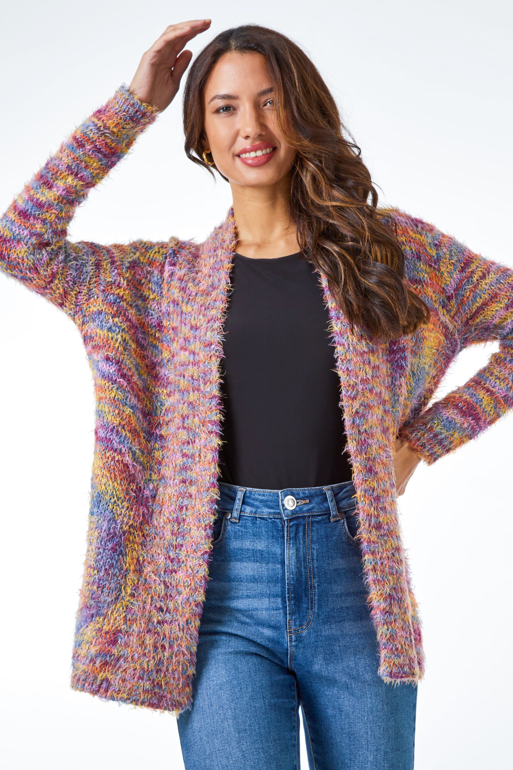 Buy Roman Pink Fluffy Longline Cosy Cardigan from the Next UK online shop