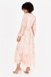 Lovedrobe Nude Long Sleeve Foiled Wrap Front Midaxi Dress - Image 6 of 6