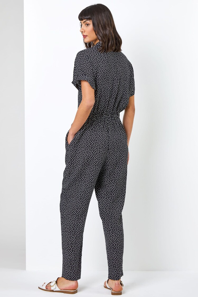 Roman Black Spot Print Collared Jumpsuit - Image 2 of 4