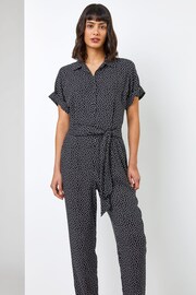 Roman Black Spot Print Collared Jumpsuit - Image 3 of 4