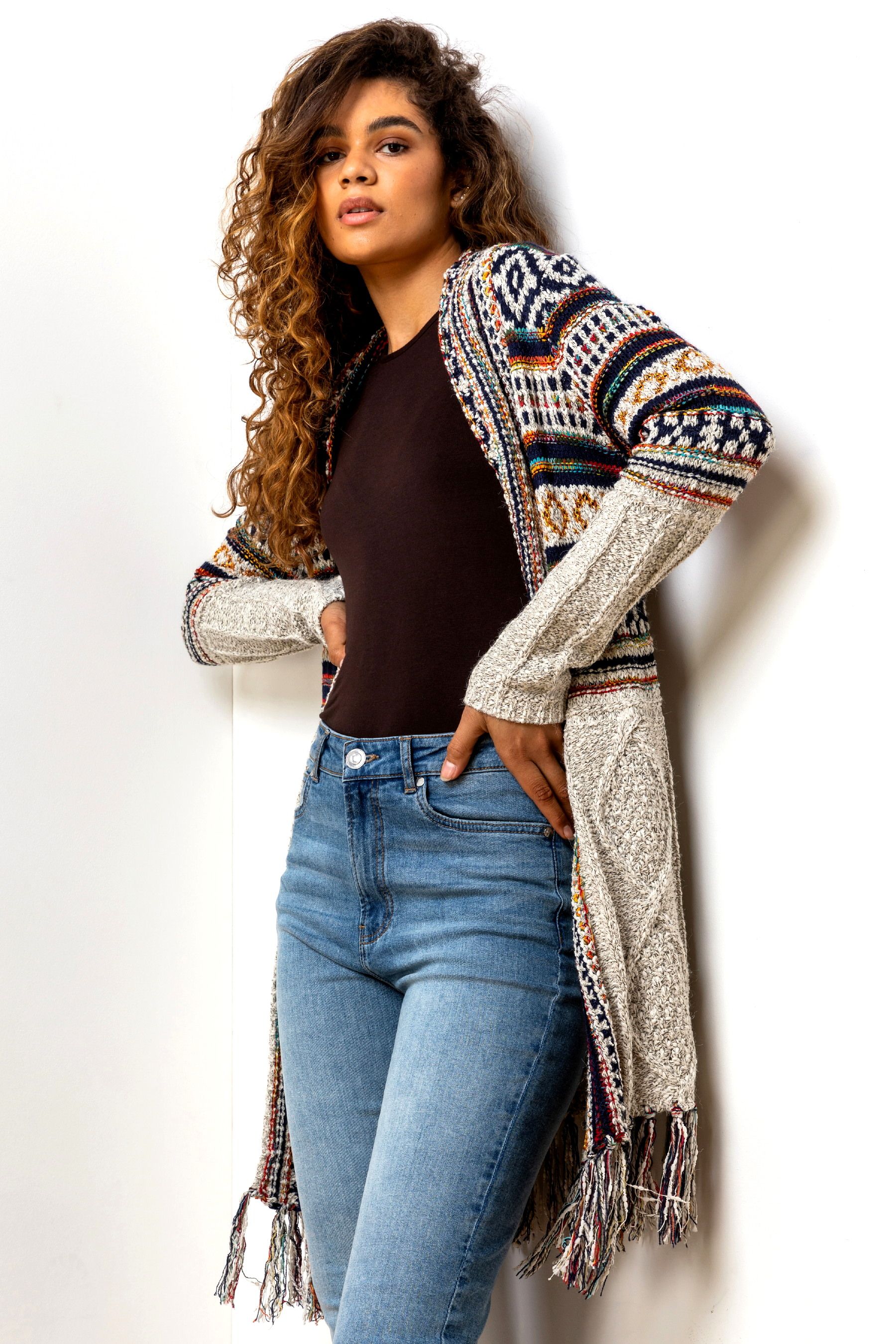 Long tassel cardigan hotsell