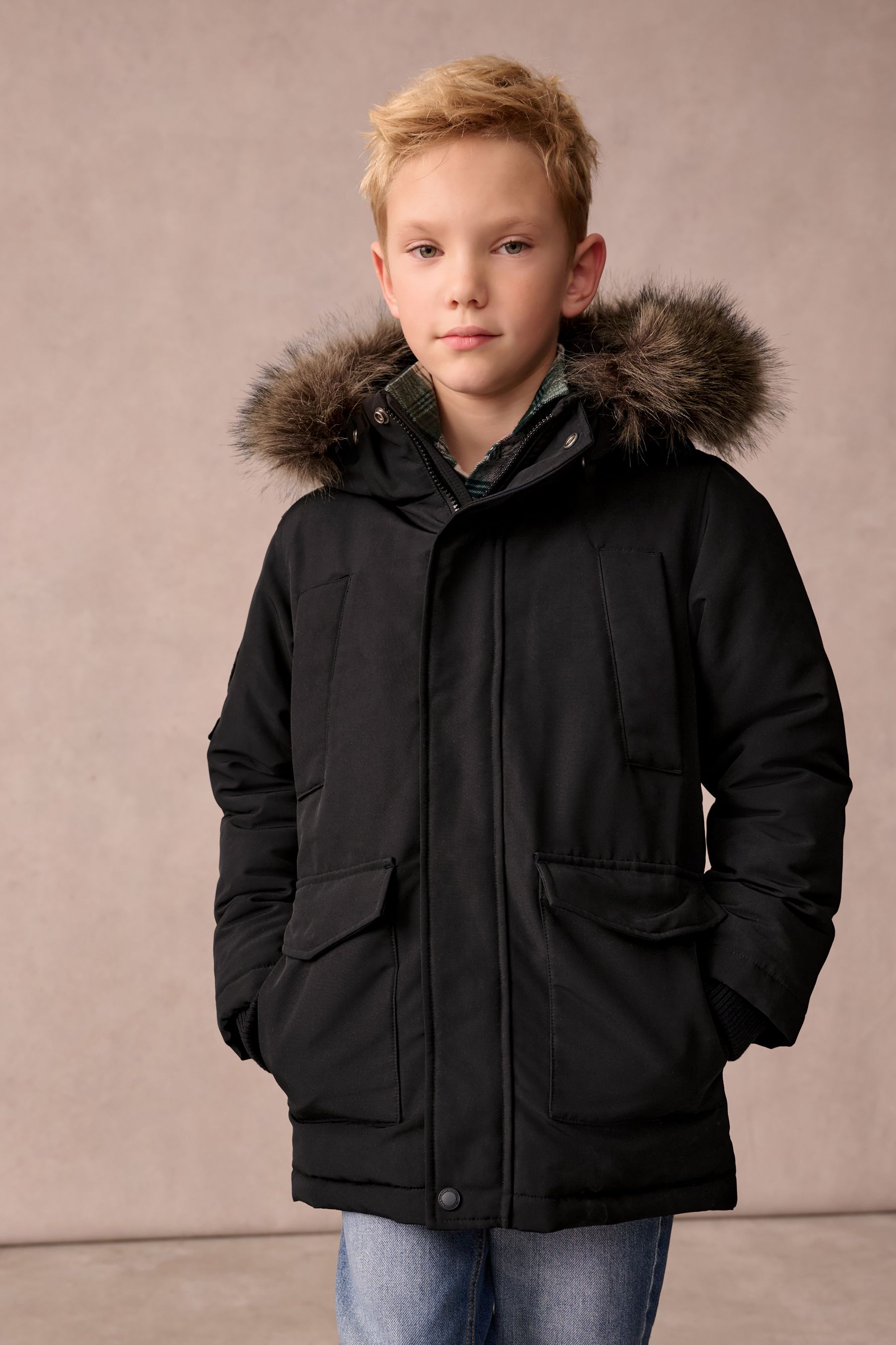 Superdry everest parka jacket black sales