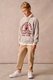 Superdry Grey Varsity Sweatshirt with Flocked Print - Image 3 of 9