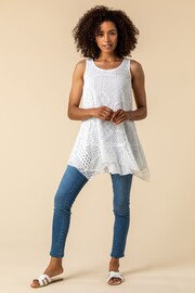 Roman White Lace Overlay Hanky Hem Vest Top - Image 2 of 4