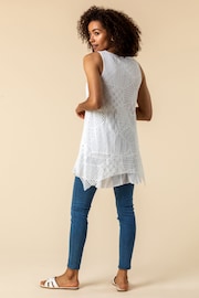 Roman White Lace Overlay Hanky Hem Vest Top - Image 3 of 4