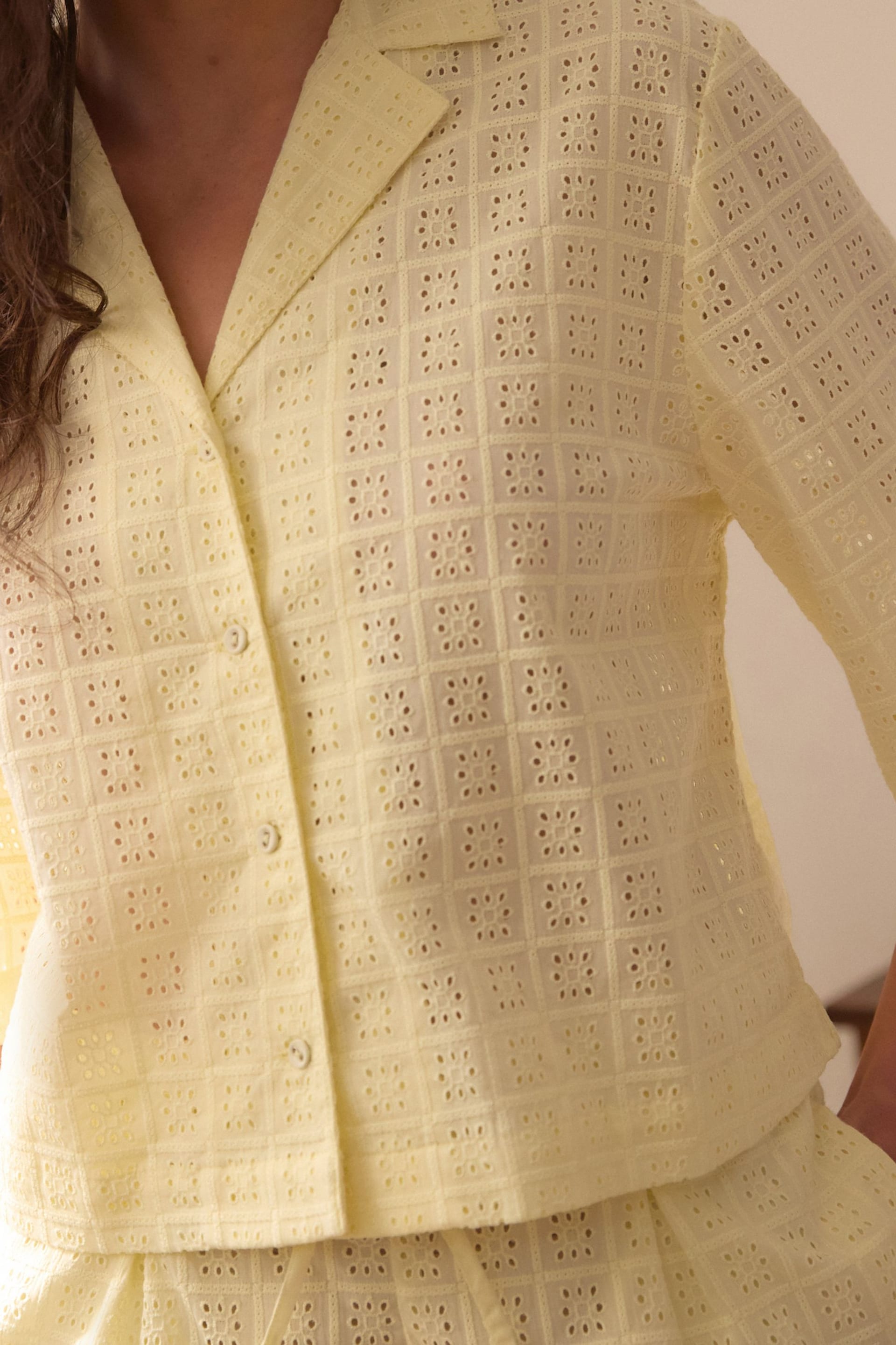 Yellow Broderie Short Set Pyjamas - Image 5 of 9