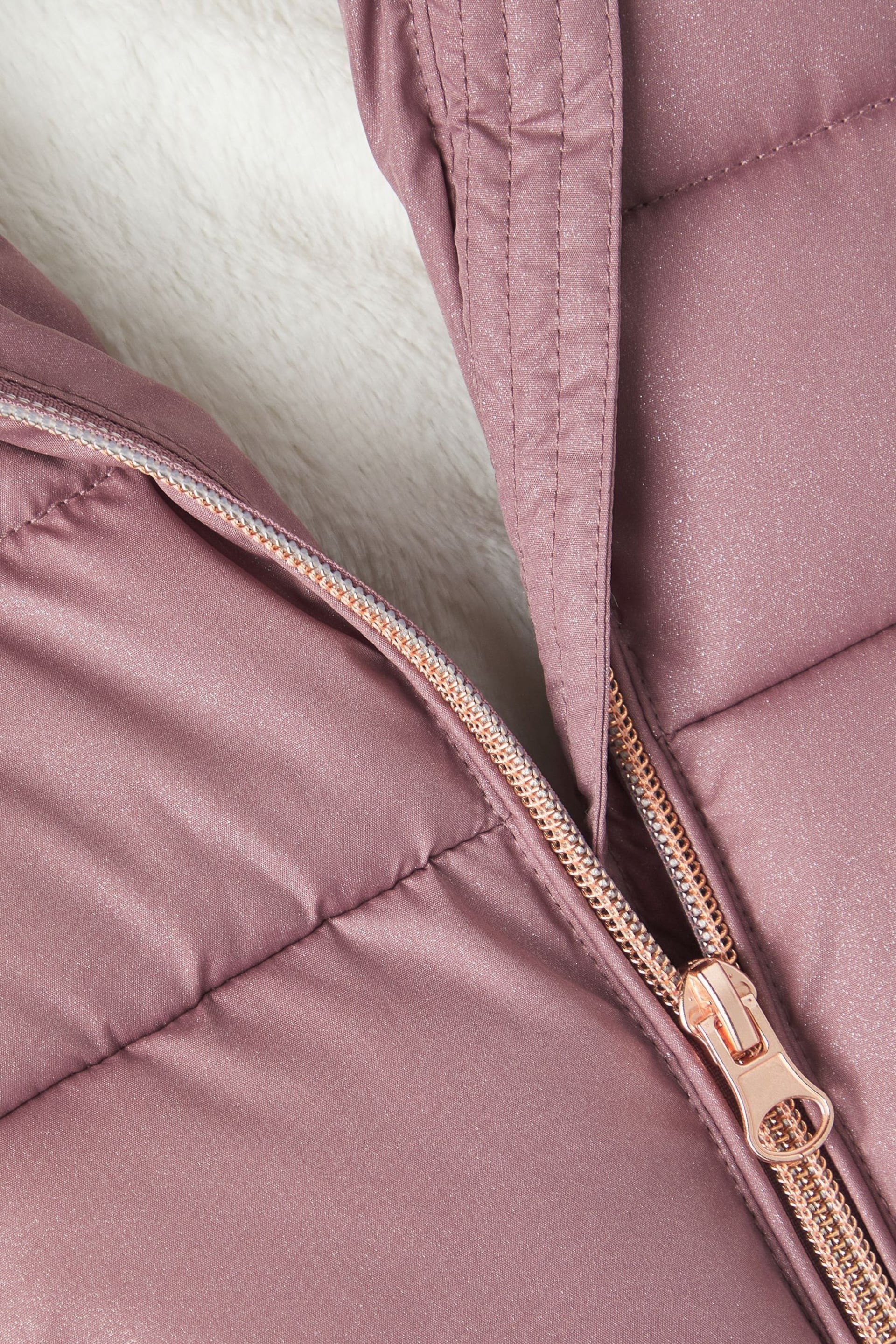 Name It Pink Glitter Padded Coat With Detachable Faux Fur Hood - Image 5 of 5