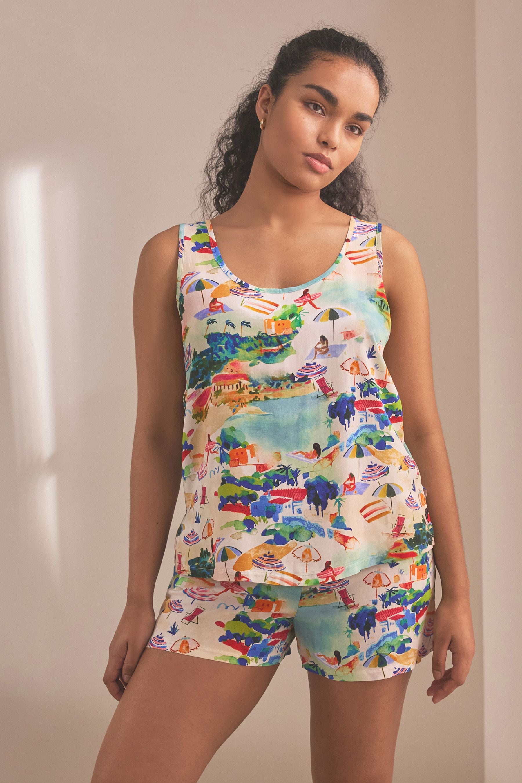 Buy Blue Vest Short Pyjamas Set from Next Luxembourg