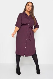 Yours Curve Purple Tab 3/4 Sleeve Dress - Image 3 of 4