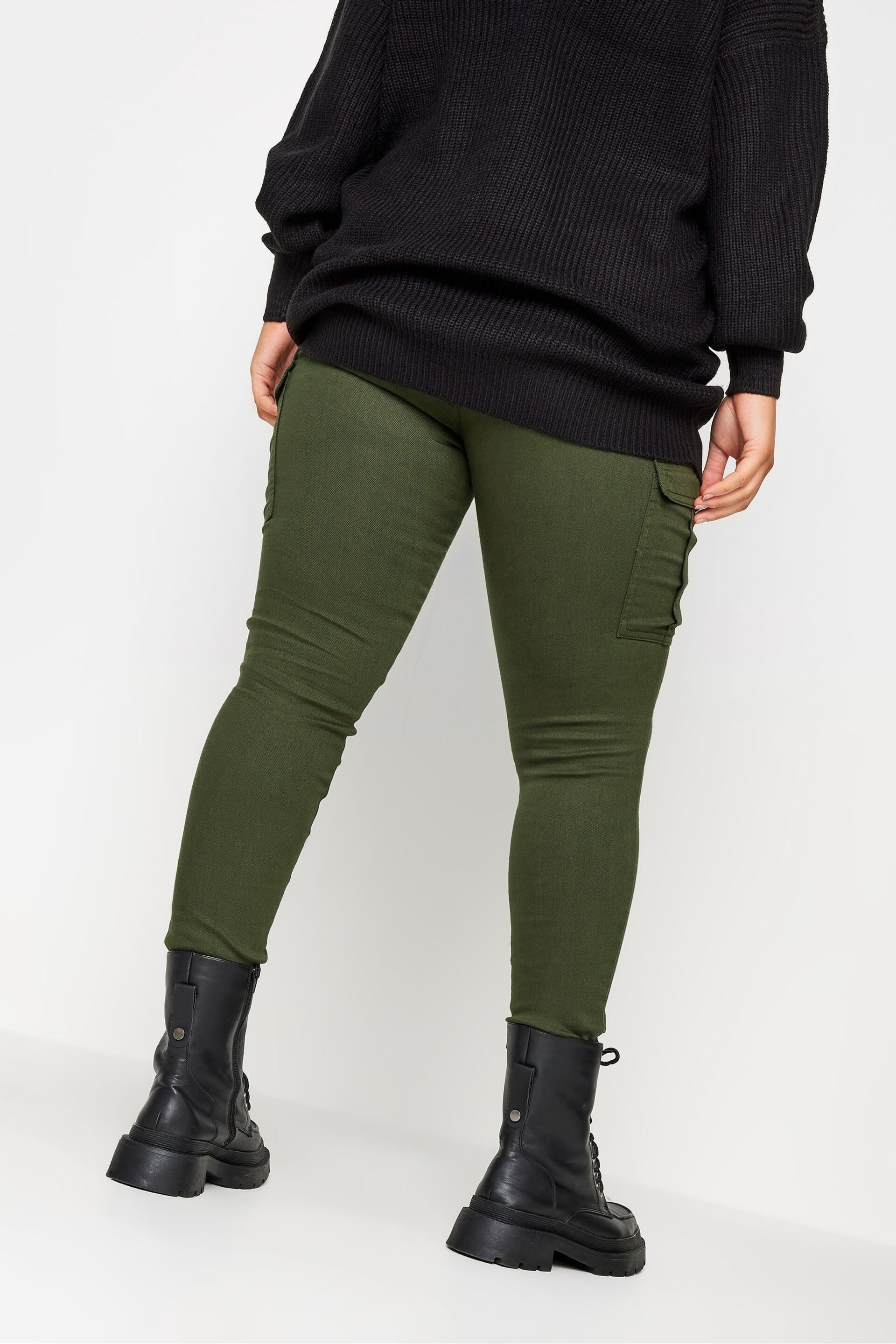 Yours Curve Green Cargo Grace Jeggings - Image 3 of 4