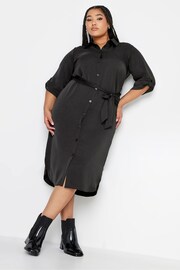 Yours Curve Black Tab 3/4 Sleeve Dress - Image 1 of 4